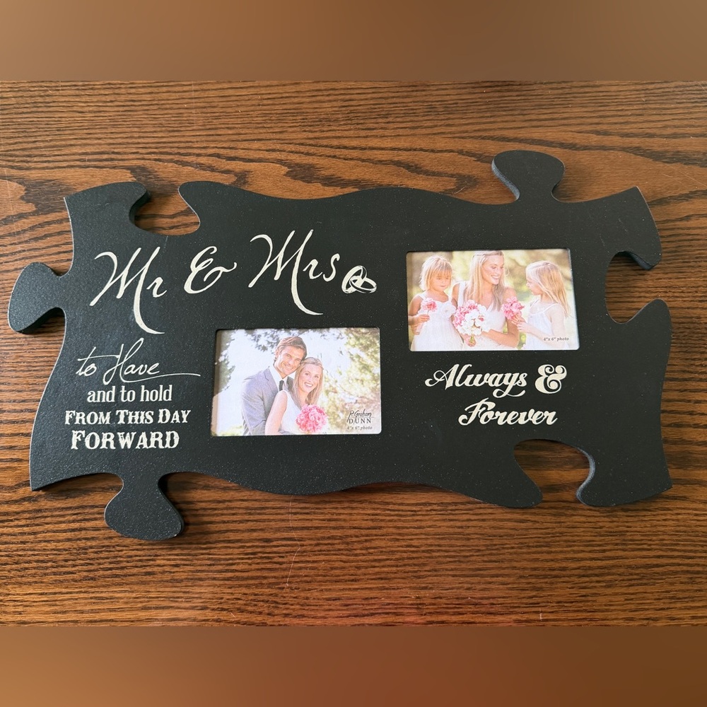 P. Graham Dunn Puzzle Pieces Connectable Wall Decor Mr & Mrs Wedding 12”x22”